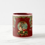 Geloven Santa St Nicholas Father Christmas  Tweekleurige Koffiemok<br><div class="desc">KLEURENPALET: diep bordeauxrood, groen, wit en goud. Met behulp van de kerstelementen in het kerstformaat van de kerstman, de kerstman en de heilige Nicolaas, zal deze mok het mooie van het seizoen vieren. Gelaagd over een dieprode achtergrond, met een groen en wit met de hand beschilderd damast patroon geschilderd door...</div>