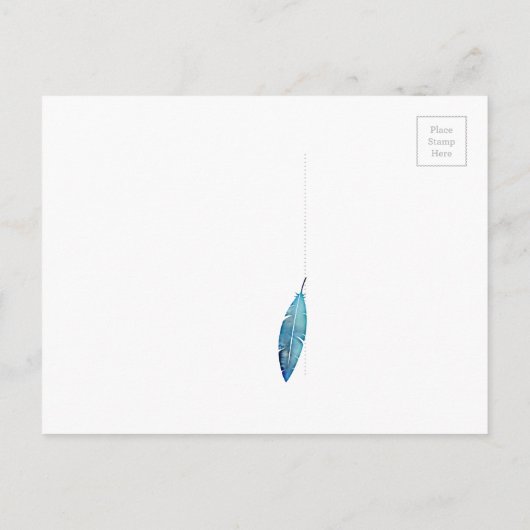 GELOVEN Typografie Blauwgroen Blauw Geel Waterverf Briefkaart (Achterkant)