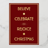 Geloven vieren Verheug je Kerstmis Typografie Folie Feestdagenkaart (Voorkant)