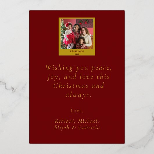 Geloven vieren Verheug je Kerstmis Typografie Folie Feestdagenkaart (Achterkant)