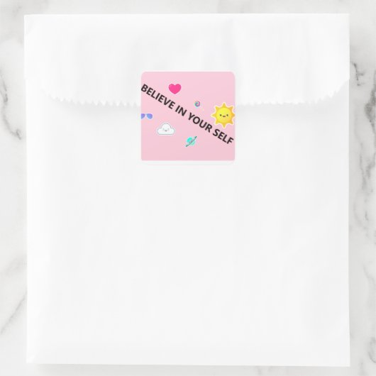 geloven vierkante sticker (Tas)