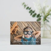 GELOVEN | Witte tekst overlay kerstkaart Briefkaart (Staand voorkant)