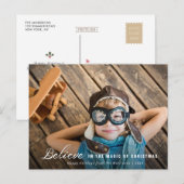 GELOVEN | Witte tekst overlay kerstkaart Briefkaart (Voorkant / Achterkant)