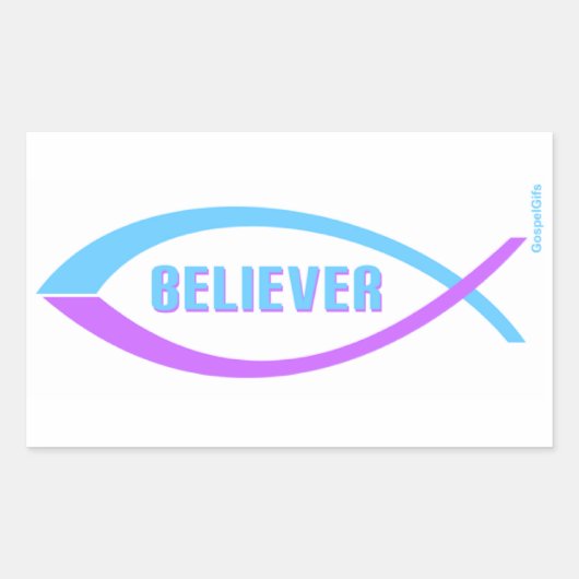 Gelovige Christelijk visontwerp Rechthoekige Sticker (Voorkant)