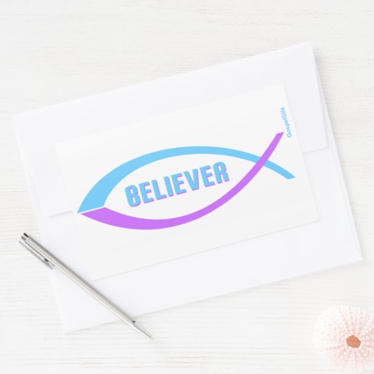 Gelovige Christelijk visontwerp Rechthoekige Sticker (Envelop)