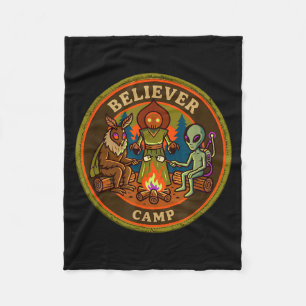 Gelovige kamp mothman alien vintage scout ufo fleece deken