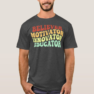 geloviger motivator vernieuwer lerares retr t-shirt