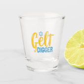 Gelt Digger Grappige Chanoeka Gelt Munt Joods Cade Shot Glas (Voorkant)