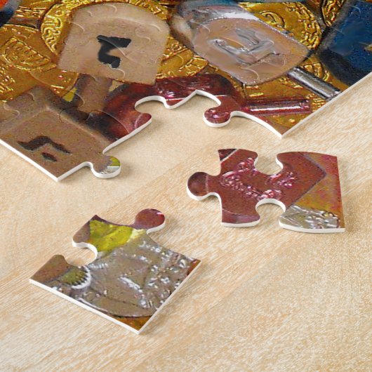 Gelt, Dreidels, Menorah, Sufganiot en Latke Legpuzzel (Zijkant)