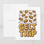 Gelt Trip Grappige Chanoeka Joodse Joodse Hebreeuw Aankondigingskaart (Voorkant / Achterkant)