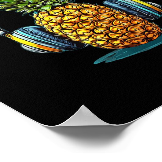 Geluid ananas kostuum voor hoofdtelefoon en muziek poster (Hoek)