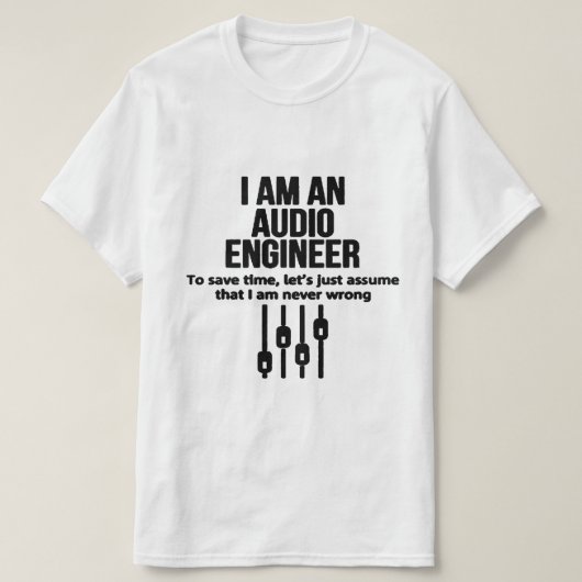 Geluid/Audio-engineer zwart/wit T-shirt (Design voorkant)
