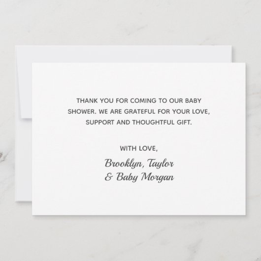 Geluid Dank je hart Nieuwe Babydouche Aangepaste f Bedankkaart (Achterkant)