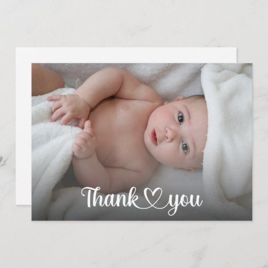 Geluid Dank je hart Nieuwe Babydouche Aangepaste f Bedankkaart (Voorkant / Achterkant)