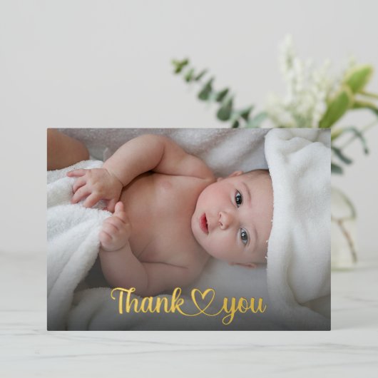 Geluid Dank je hart Nieuwe Babydouche Aangepaste f Folie Uitnodiging (Staand Voorkant)