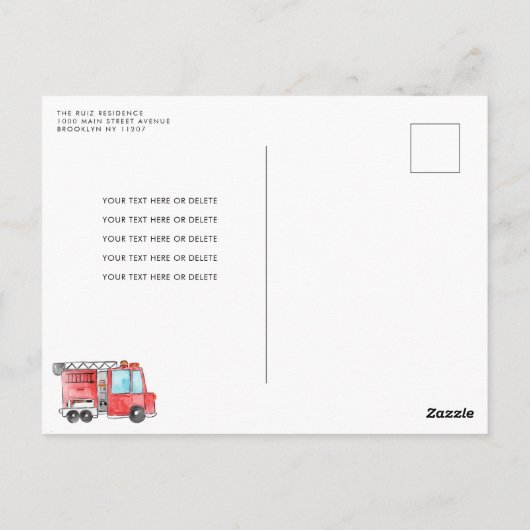 Geluid de Alarm Brand Vrachtwagen Brandweerman Ver Briefkaart (Achterkant)