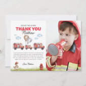 Geluid de Alarm Brandweerman Verjaardag Foto Bedankkaart (Voorkant)