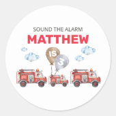 Geluid de Alarm Brandweerman Verjaardag Ronde Sticker (Voorkant)
