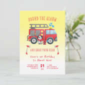 Geluid de Alarm Brandweerwagen 1e Verjaardag Kaart (Staand voorkant)