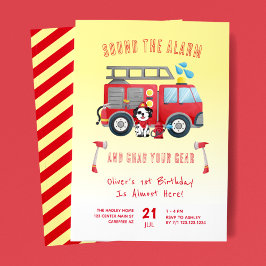 Geluid de Alarm Brandweerwagen 1e Verjaardag Kaart