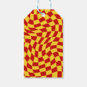 Geluid de alarm brandweerwagen geruite verjaardag cadeaulabel (Achterkant)