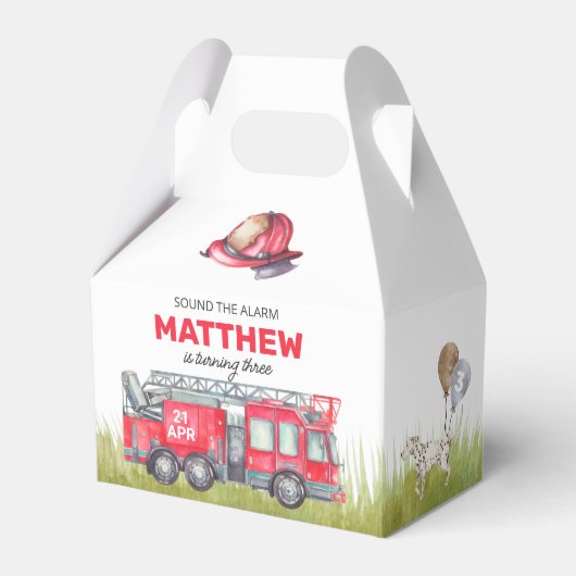 Geluid de Alarm Fire Truck Verjaardag Bedankdoosjes (Voorkant Zijde)