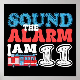 Geluid De Alarm Ik ben 11 Brandweerwagen 11e Verja Poster