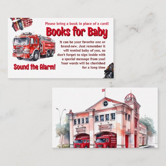 Geluid de Alarm Red Fire Truck Baby shower Game Informatiekaartje (Voorkant / Achterkant)