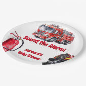 Geluid de Alarm Red Fire Truck Boy Baby shower Papieren Bordje (Gekanteld)