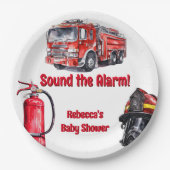 Geluid de Alarm Red Fire Truck Boy Baby shower Papieren Bordje (Voorkant)