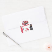 Geluid de Alarm Red Fire Truck Boy Baby shower Vierkante Sticker (Envelop)