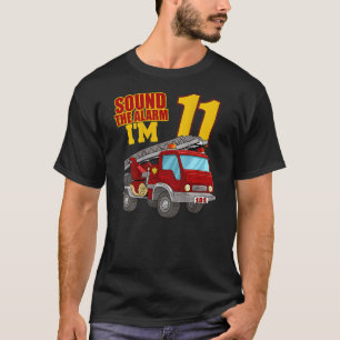 Geluid de wekker Ik ben 11 Brandweerwagen Verjaard T-shirt
