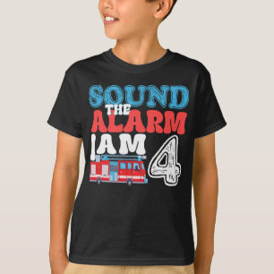 Geluid de wekker Ik ben 4 Grappig 4e Verjaardag Ki T-shirt