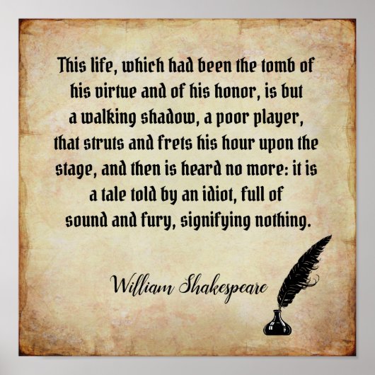 Geluid en furie - Shakespeare quote print (Voorkant)