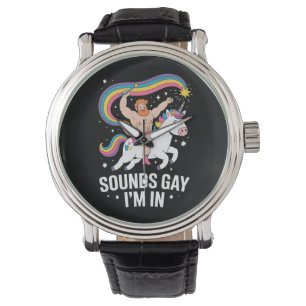 Geluid Gay Ik ben in Man Dragen Rok Eenhoorn LGBTQ Horloge