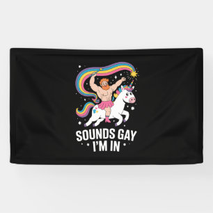 Geluid Gay Ik ben in Man Dragen Rok Eenhoorn LGBTQ Spandoek