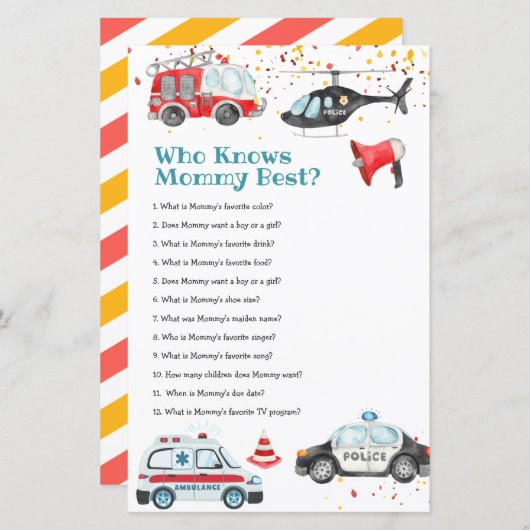 Geluid het alarm Baby shower Who Knows Mommy Best (Voorkant / Achterkant)
