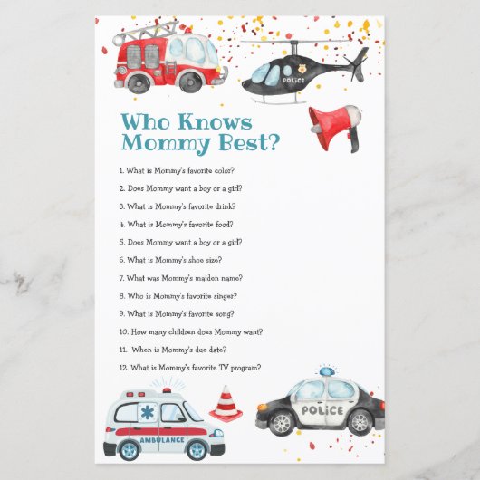 Geluid het alarm Baby shower Who Knows Mommy Best (Voorkant)
