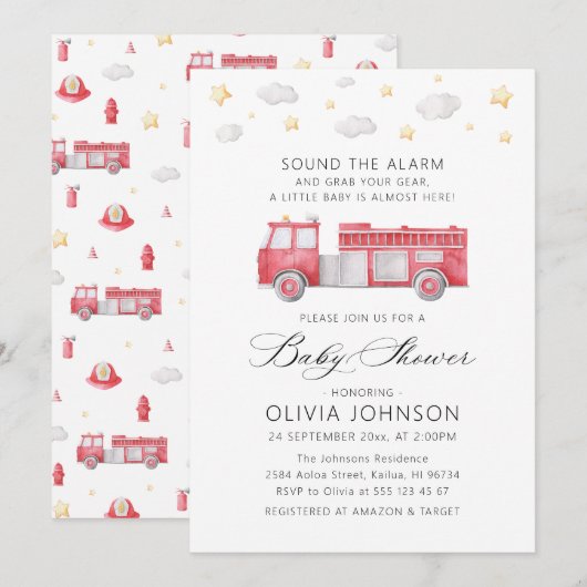 Geluid het alarm brandweerwagen brandweer Baby sho Kaart (Voorkant / Achterkant)