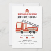 Geluid het alarm brandweerwagen verjaardagsfeestje kaart (Voorkant)