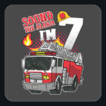 Geluid Het alarm dat ik 7 brandweerman ben Vierkante Sticker<br><div class="desc">Geluid De Alarm ik ben 7 Brandweermachinevuurder 7th Birthday Family Design Gift Square Sticker Classic Collectie.</div>