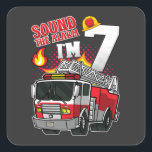 Geluid Het alarm dat ik 7 brandweerman ben Vierkante Sticker<br><div class="desc">Geluid De Alarm ik ben 7 Brandweermachinevuurder 7th Birthday Family Design Gift Square Sticker Classic Collectie.</div>