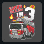 Geluid Het Alarm Ik ben 3 brandweerman Vierkante Sticker<br><div class="desc">Geluid Het alarm Ik ben 3 brandweerman,  3e verjaardag van het ontwerp van Gift Square Sticker Classic Collectie.</div>