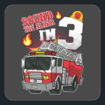 Geluid Het Alarm Ik ben 3 brandweerman Vierkante Sticker<br><div class="desc">Geluid Het alarm Ik ben 3 brandweerman,  3e verjaardag van het ontwerp van Gift Square Sticker Classic Collectie.</div>