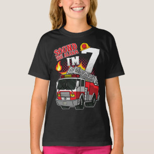 Geluid Het Alarm Ik ben 7 brandweermeisje T-shirt