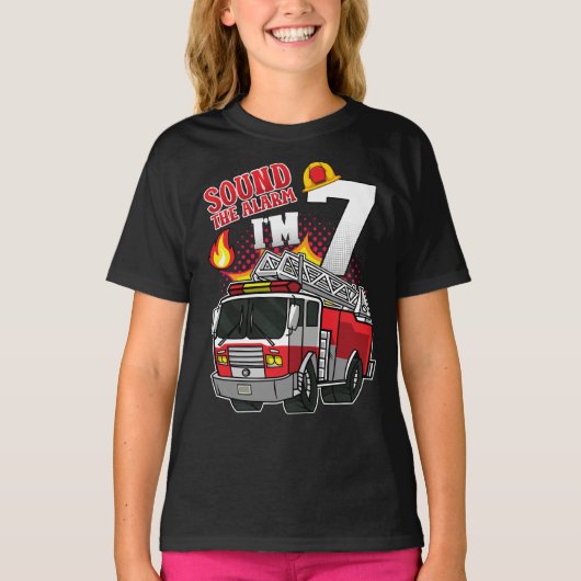 Geluid Het Alarm Ik ben 7 brandweermeisje T-shirt (Voorkant)