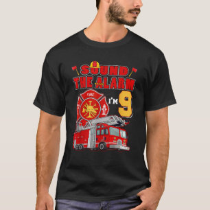 Geluid het alarm Ik ben 9 9e Verjaardag Brandweerm T-shirt