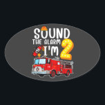 Geluid Het alarm ik ben brandweerman 2. Ovale Sticker<br><div class="desc">Geluid De Alarm ik ben 2 Brandweermachinevuurder 2e Birthday-ontwerp Gift Oval Sticker Classic Collectie.</div>