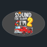 Geluid Het alarm ik ben brandweerman 2. Ovale Sticker<br><div class="desc">Geluid De Alarm ik ben 2 Brandweermachinevuurder 2e Birthday-ontwerp Gift Oval Sticker Classic Collectie.</div>