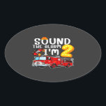 Geluid Het alarm ik ben brandweerman 2. Ovale Sticker<br><div class="desc">Geluid De Alarm ik ben 2 Brandweermachinevuurder 2e Birthday-ontwerp Gift Oval Sticker Classic Collectie.</div>